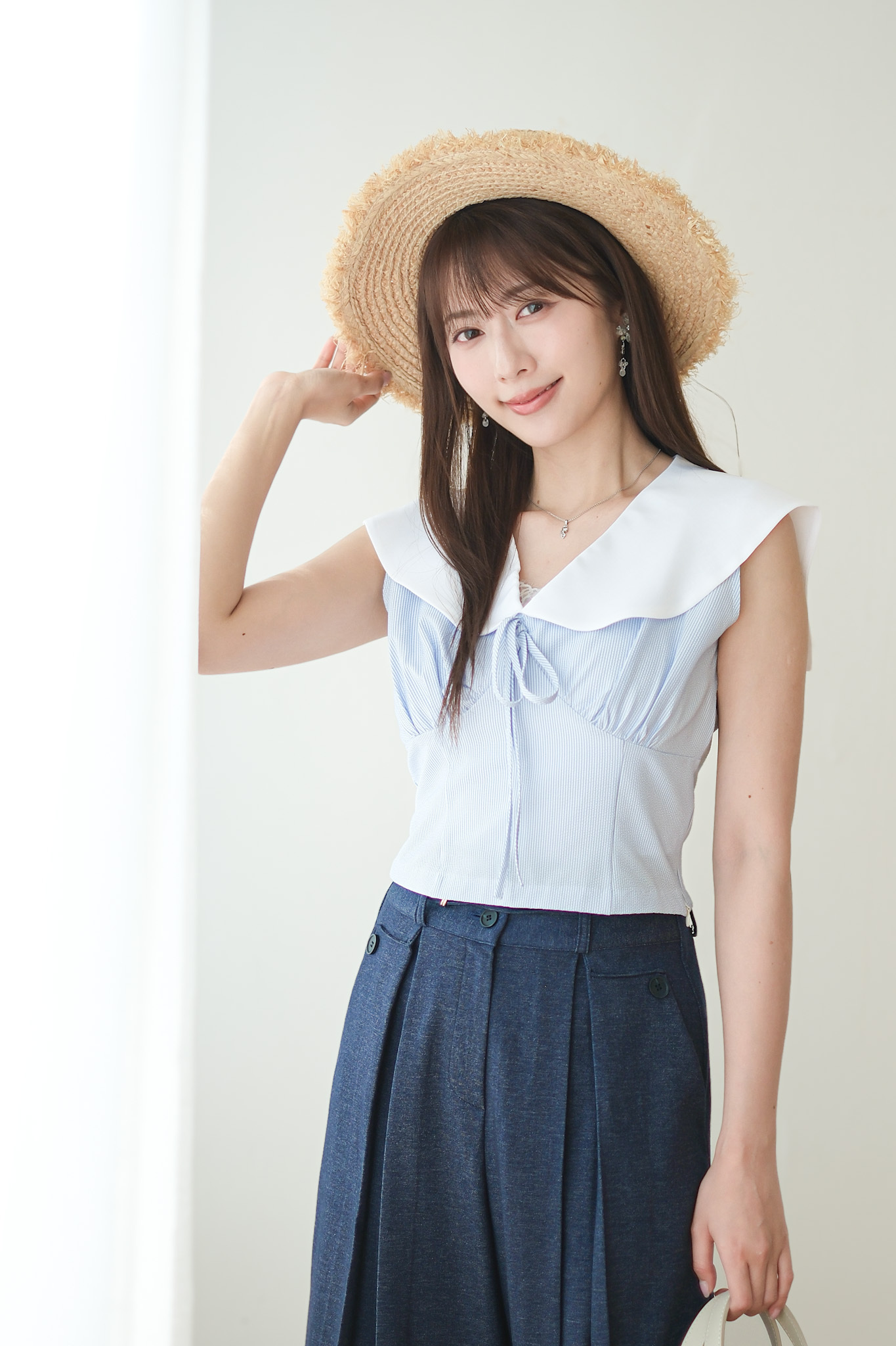 甜美減齡！水手風撞色修身上衣 TOP695