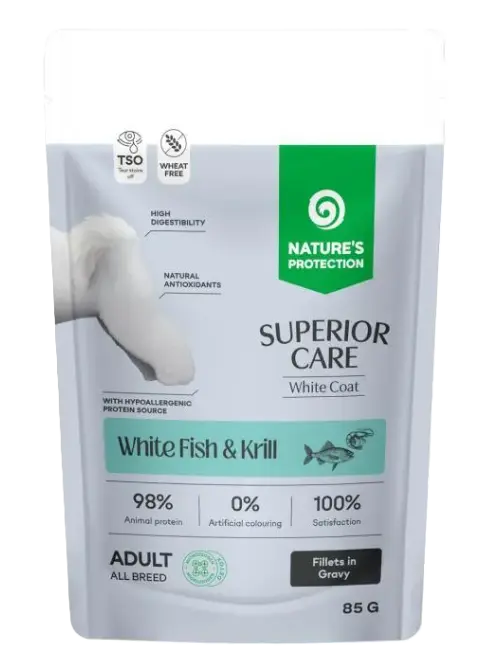 Nature's Protection 無穀物去淚痕 犬濕糧  - 白魚、磷蝦 85g