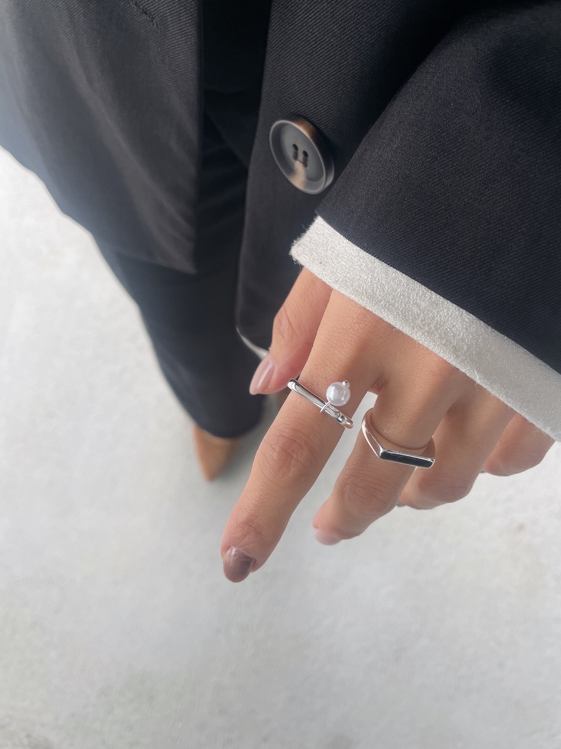 silver square ring