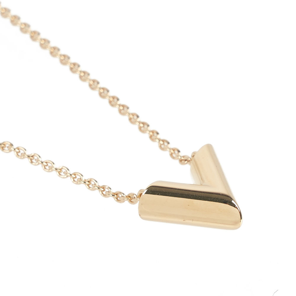 【Louis Vuitton】Essential V Logo 項鍊(金色)