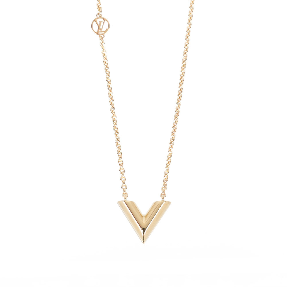 【Louis Vuitton】Essential V Logo 項鍊(金色)