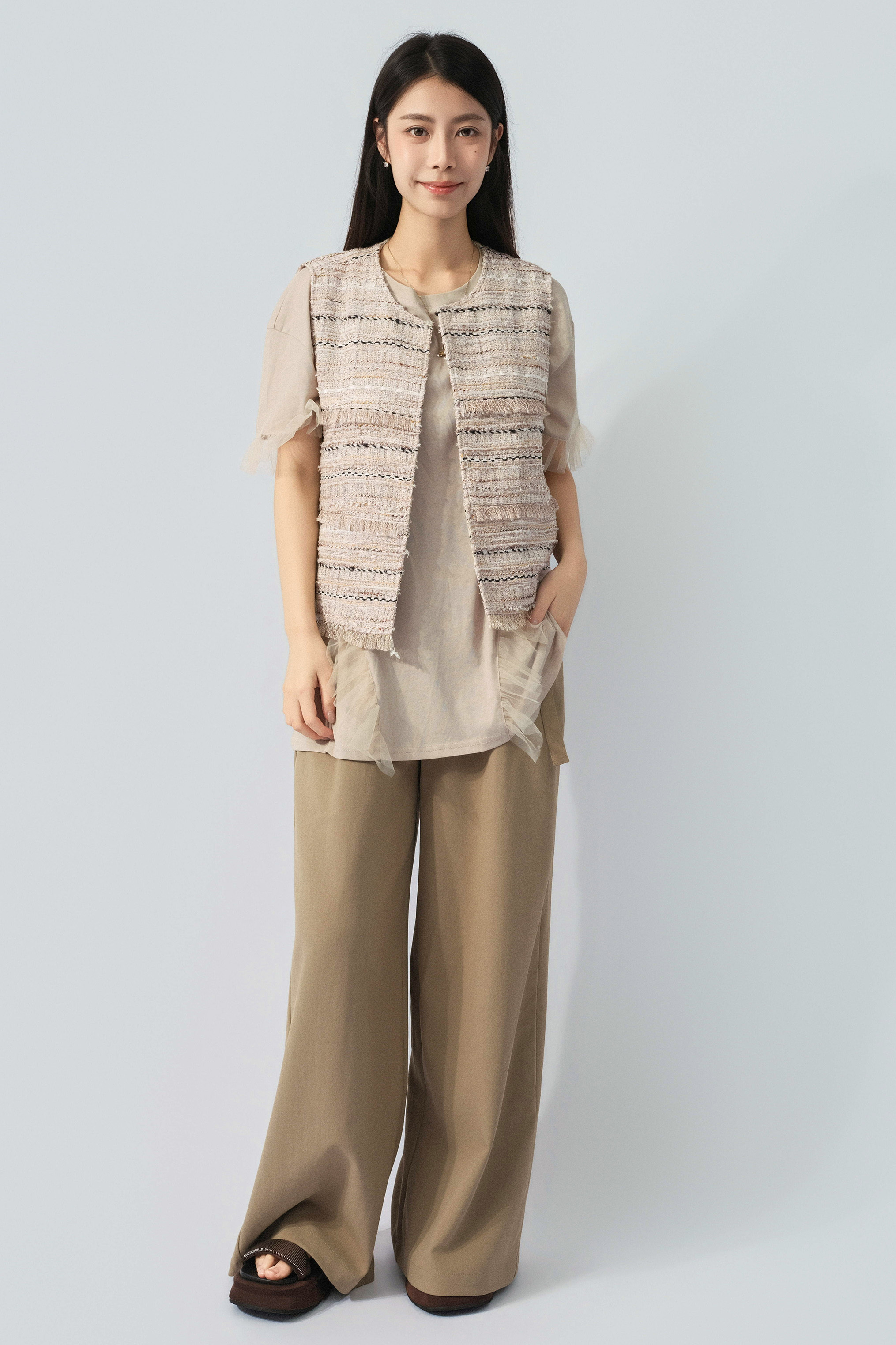 蘇蘇閃線tweed背心外套 (預購產品）
