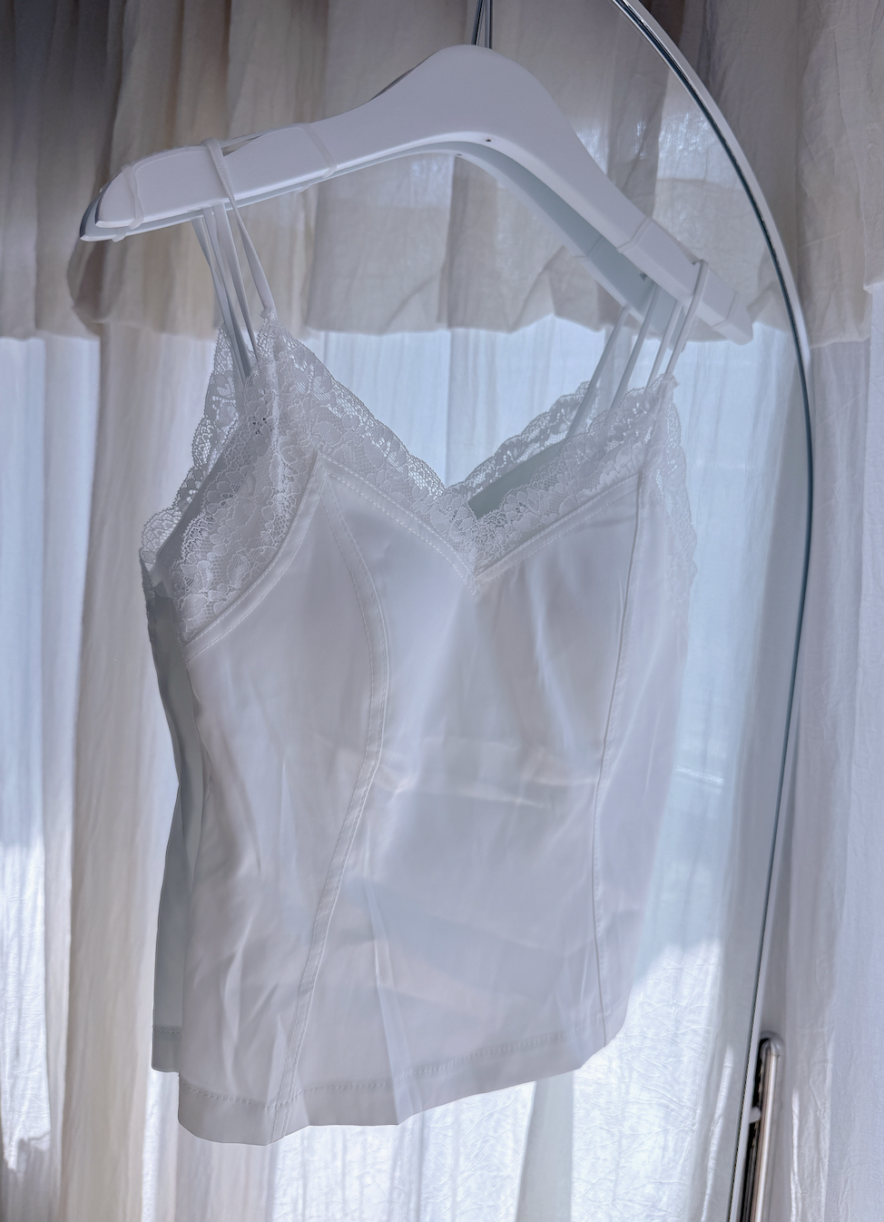 LACE EMBROIDERED SATIN CAMISOLE BRA TOP 260512