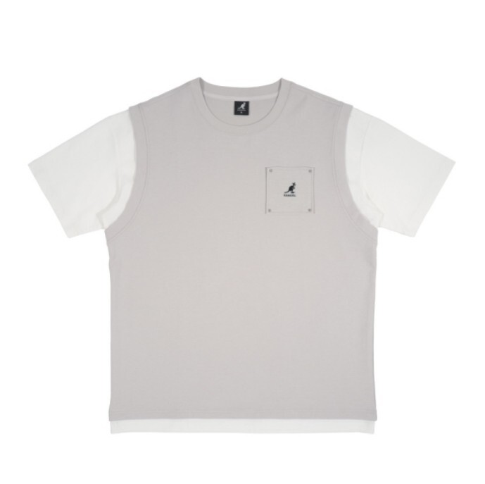 KANGOL 淺灰 中性 假兩件 圓領短T 短袖 6525102211