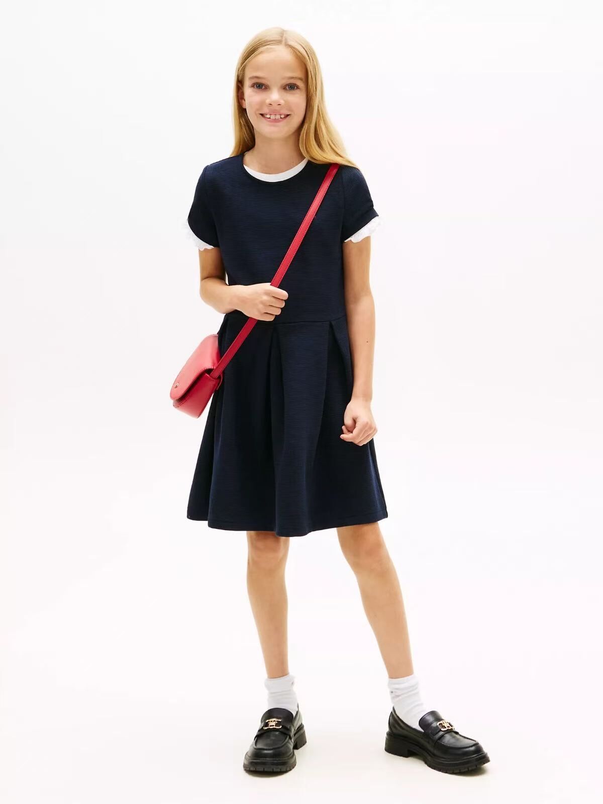 【預購】Tommy Hilfiger H051363 女童海軍藍色連身裙