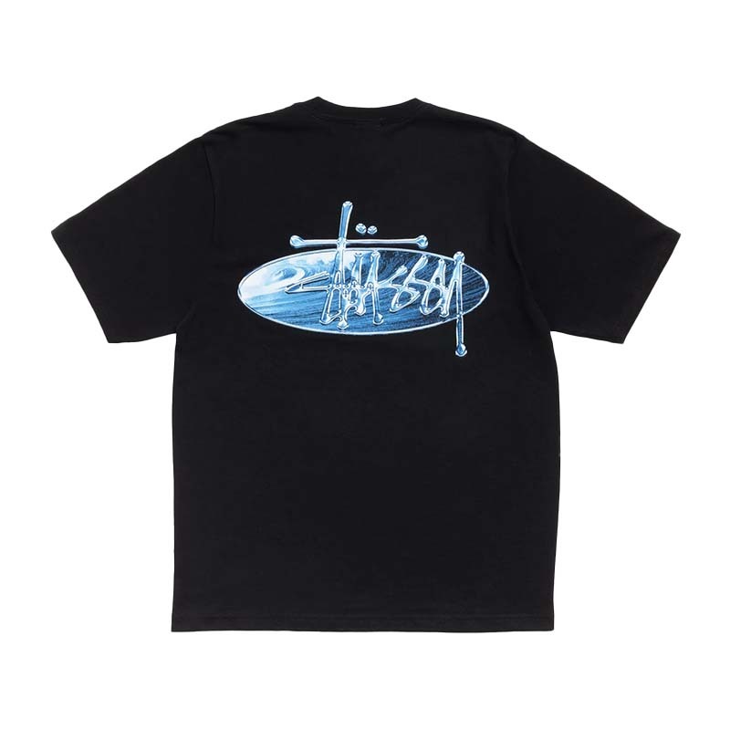 Stussy Wave Oval Tee 水銀海浪 短袖 黑色 1905181-BK [台灣現貨]
