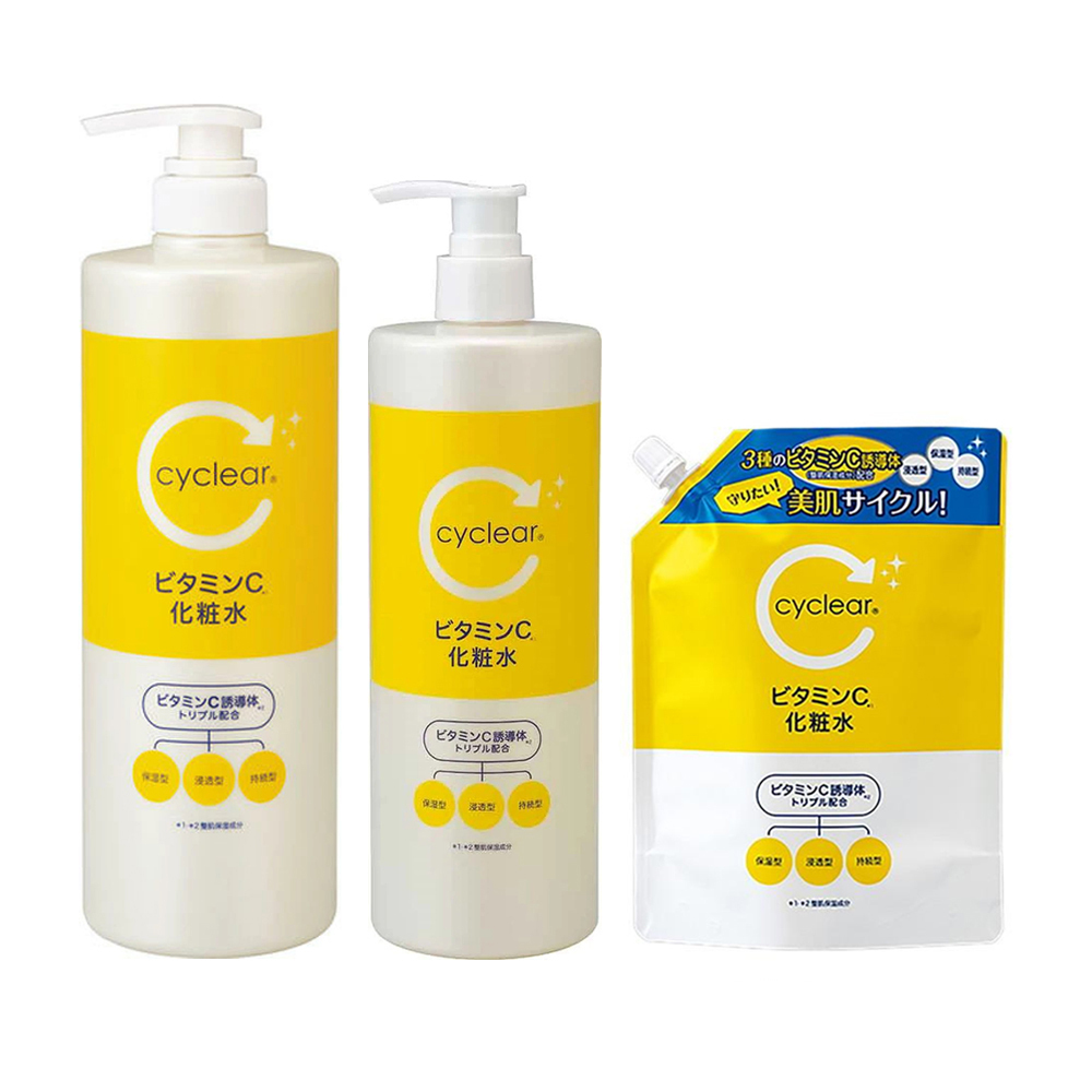 【日本KUMANO熊野】cyclear 維他命C化妝水 500ml / 1000ml 補充包 / 瓶裝