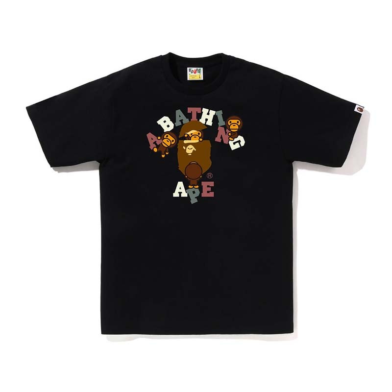 BAPE Colors College Milo Tee 猿人 字母 短袖 黑色 RAY-22 [台灣現貨]