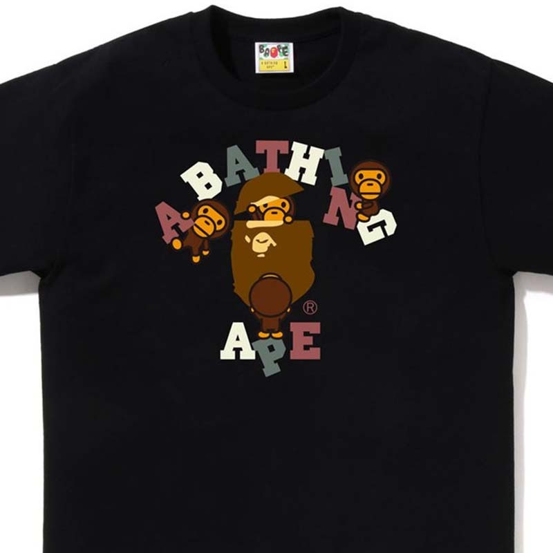 BAPE Colors College Milo Tee 猿人 字母 短袖 黑色 RAY-22 [台灣現貨]