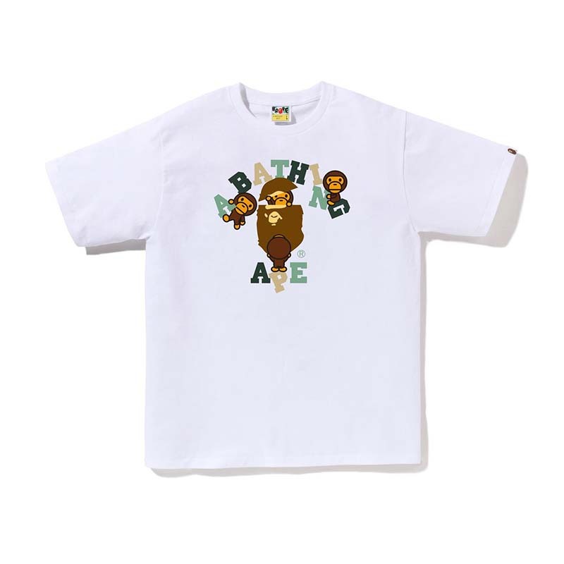 BAPE Colors College Milo Tee 猿人 字母 短袖 白色 RAY-38 [台灣現貨]