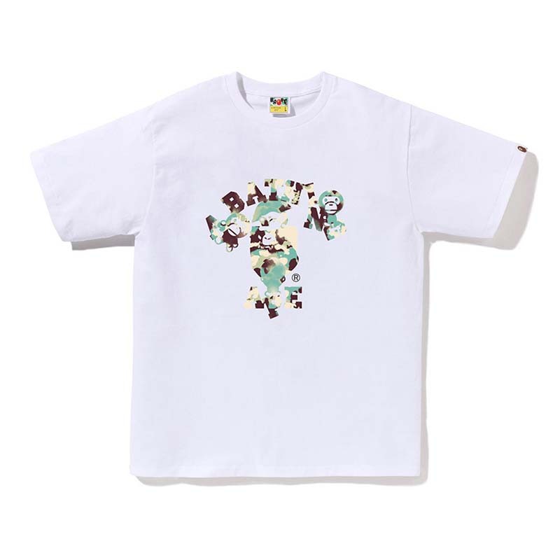 BAPE Map Camo College Milo Tee 猿人 潑墨字母 短袖 白色 RAY-24 [台灣現貨]