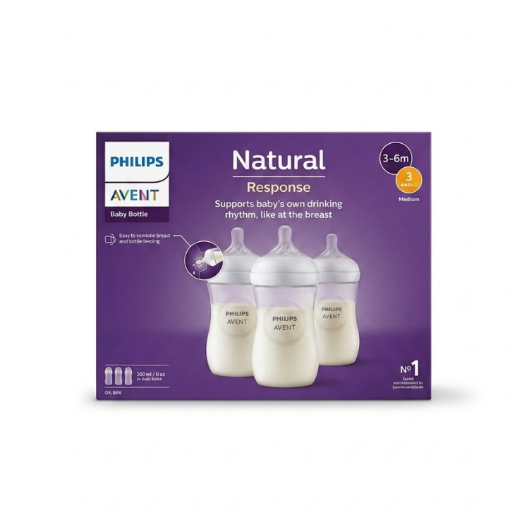 Philips Avent 自然系列柔軟奶瓶 9oz (3個裝) | 歐洲製造