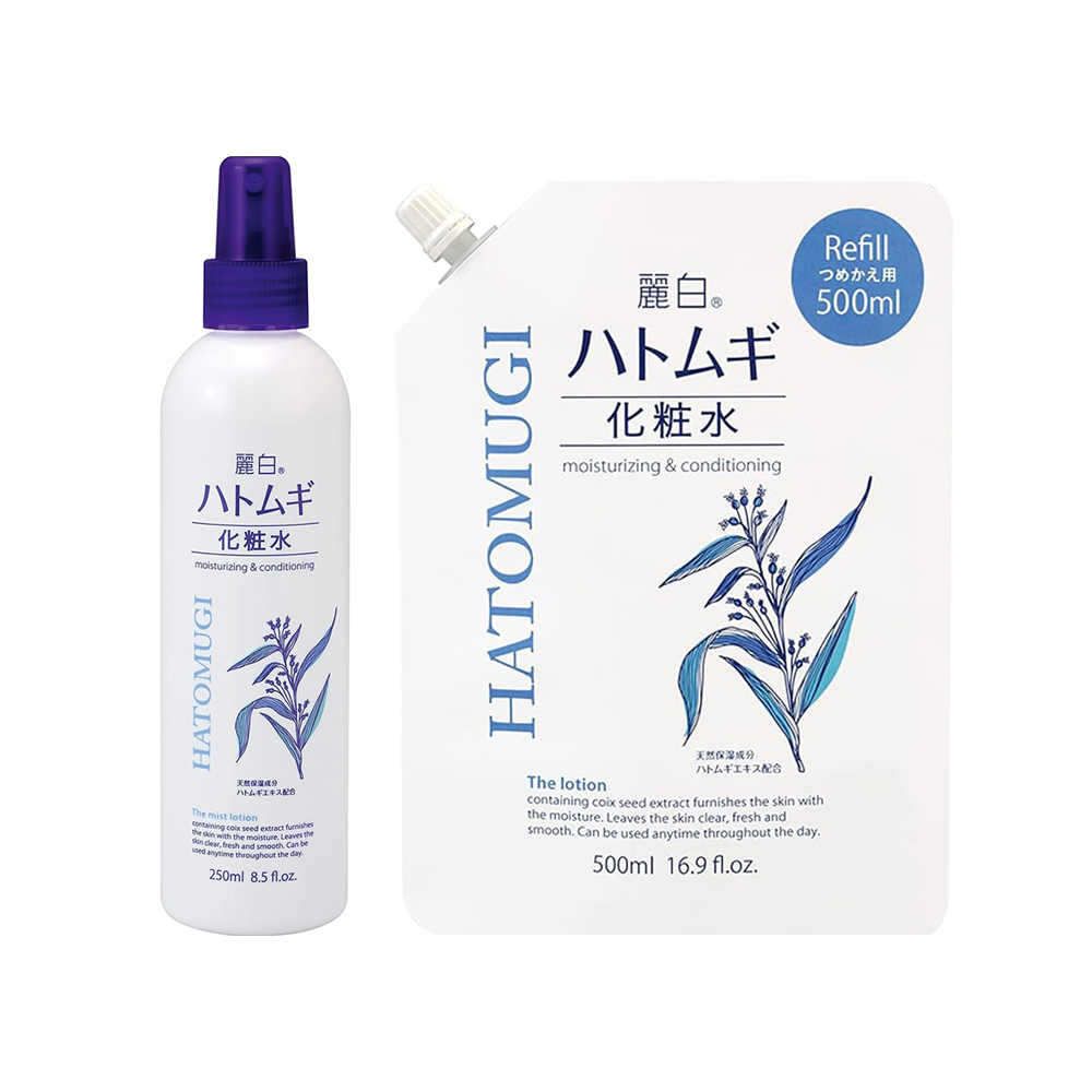 【日本KUMANO熊野】麗白薏仁保濕化妝水 噴霧型250ml /補充包 500ml