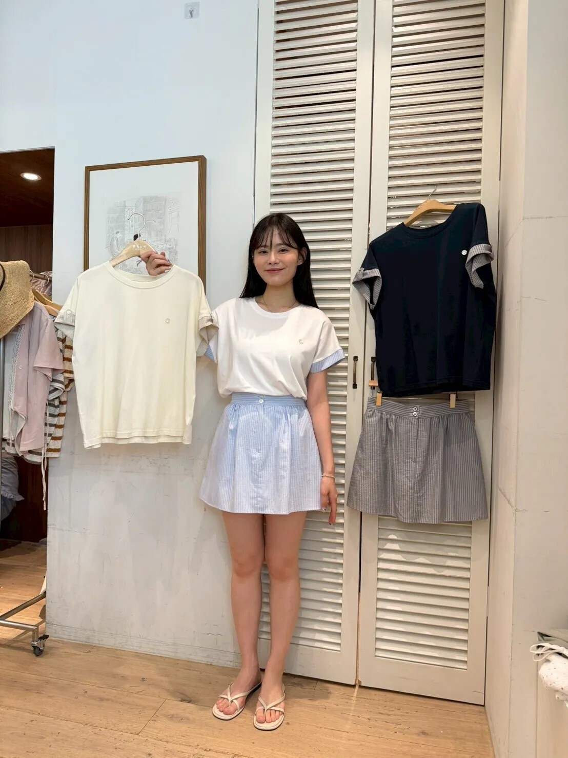 FA6223 撞色條紋袖口軟綿棉Tee