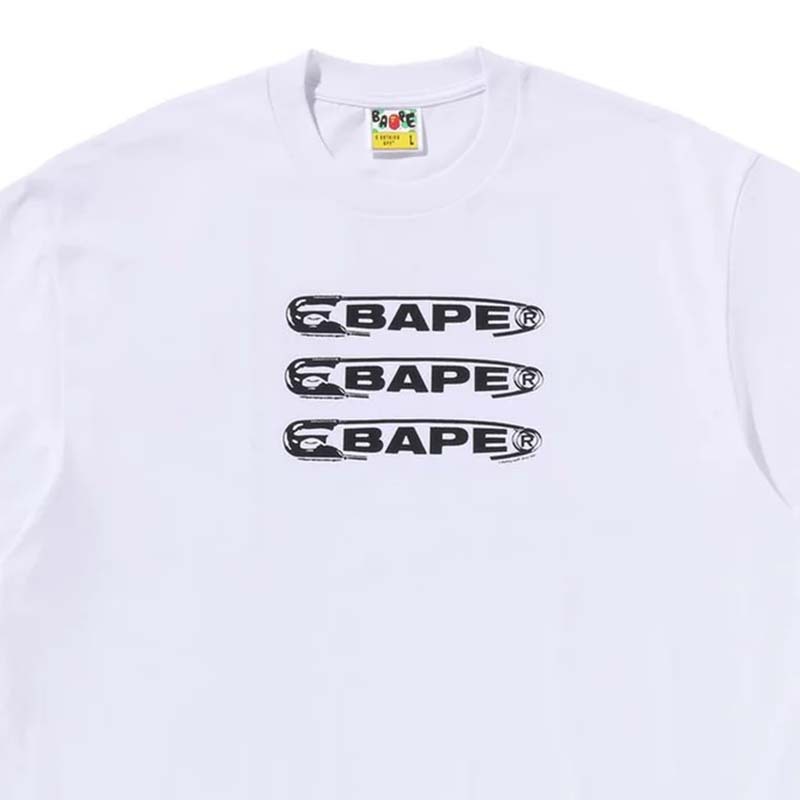 BAPE Pin Logo Relaxed Fit Tee 迴紋針 字母 短袖 白色 RAY-28 [台灣現貨]