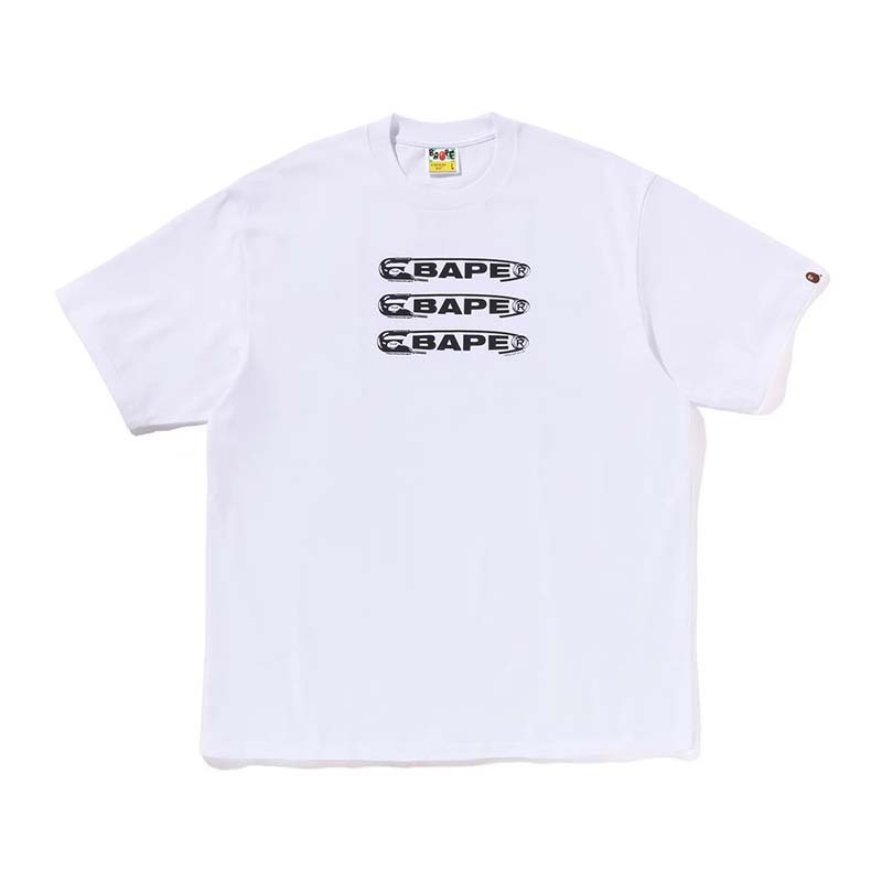 BAPE Pin Logo Relaxed Fit Tee 迴紋針 字母 短袖 白色 RAY-28 [台灣現貨]