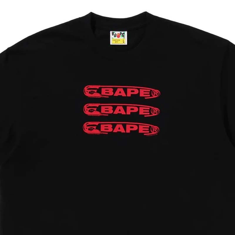 BAPE Pin Logo Relaxed Fit Tee 迴紋針 字母 短袖 黑色 RAY-29 [台灣現貨]