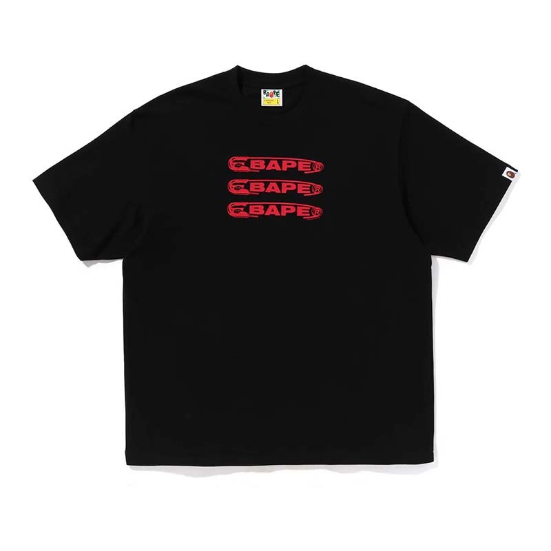 BAPE Pin Logo Relaxed Fit Tee 迴紋針 字母 短袖 黑色 RAY-29 [台灣現貨]