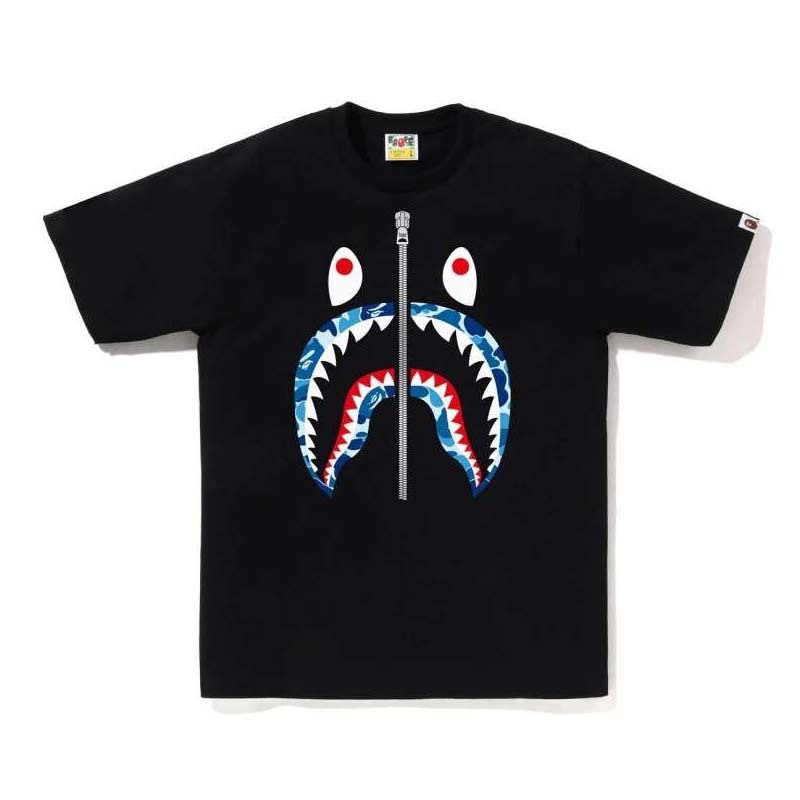 BAPE Abc Camo Shark Tee 鯊魚 藍迷彩 短袖 黑色 RAY-33 [台灣現貨]