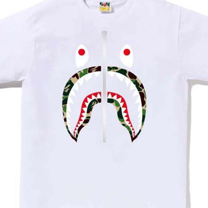 BAPE Abc Camo Shark Tee 鯊魚 綠迷彩 短袖 白色 RAY-35 [台灣現貨]