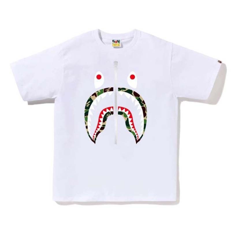 BAPE Abc Camo Shark Tee 鯊魚 綠迷彩 短袖 白色 RAY-35 [台灣現貨]