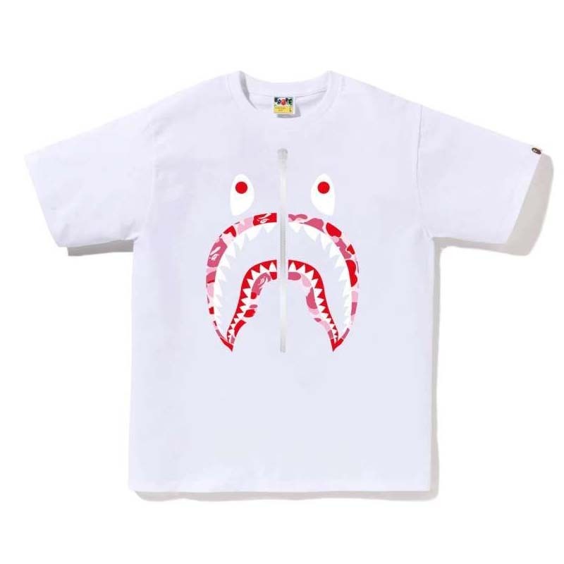 BAPE Abc Camo Shark Tee 鯊魚 粉迷彩 短袖 白色 RAY-36 [台灣現貨]