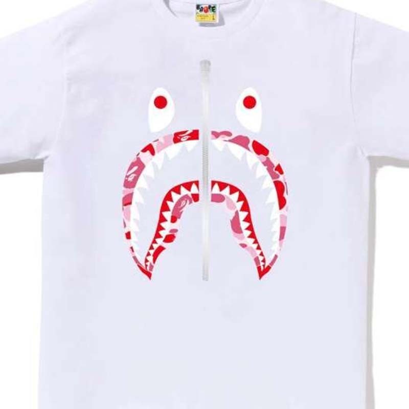 BAPE Abc Camo Shark Tee 鯊魚 粉迷彩 短袖 白色 RAY-36 [台灣現貨]