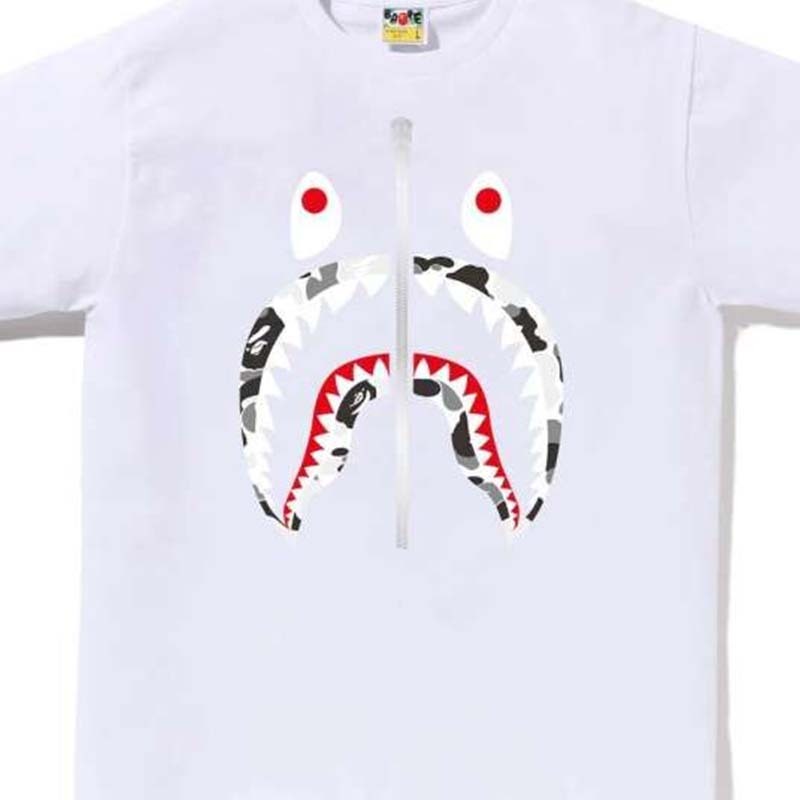 BAPE Abc Camo Shark Tee 鯊魚 灰迷彩 短袖 白色 RAY-37 [台灣現貨]