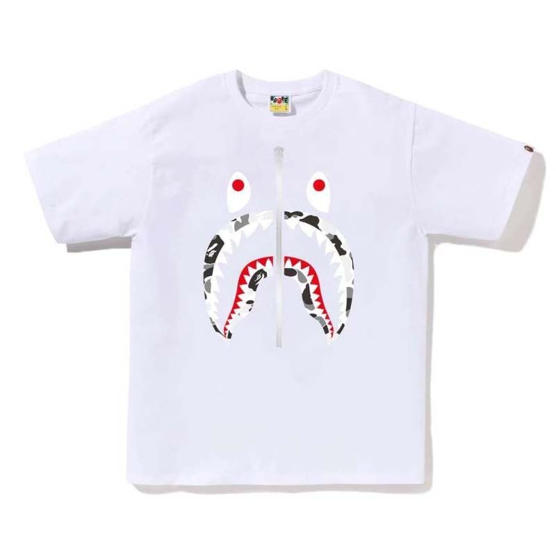 BAPE Abc Camo Shark Tee 鯊魚 灰迷彩 短袖 白色 RAY-37 [台灣現貨]