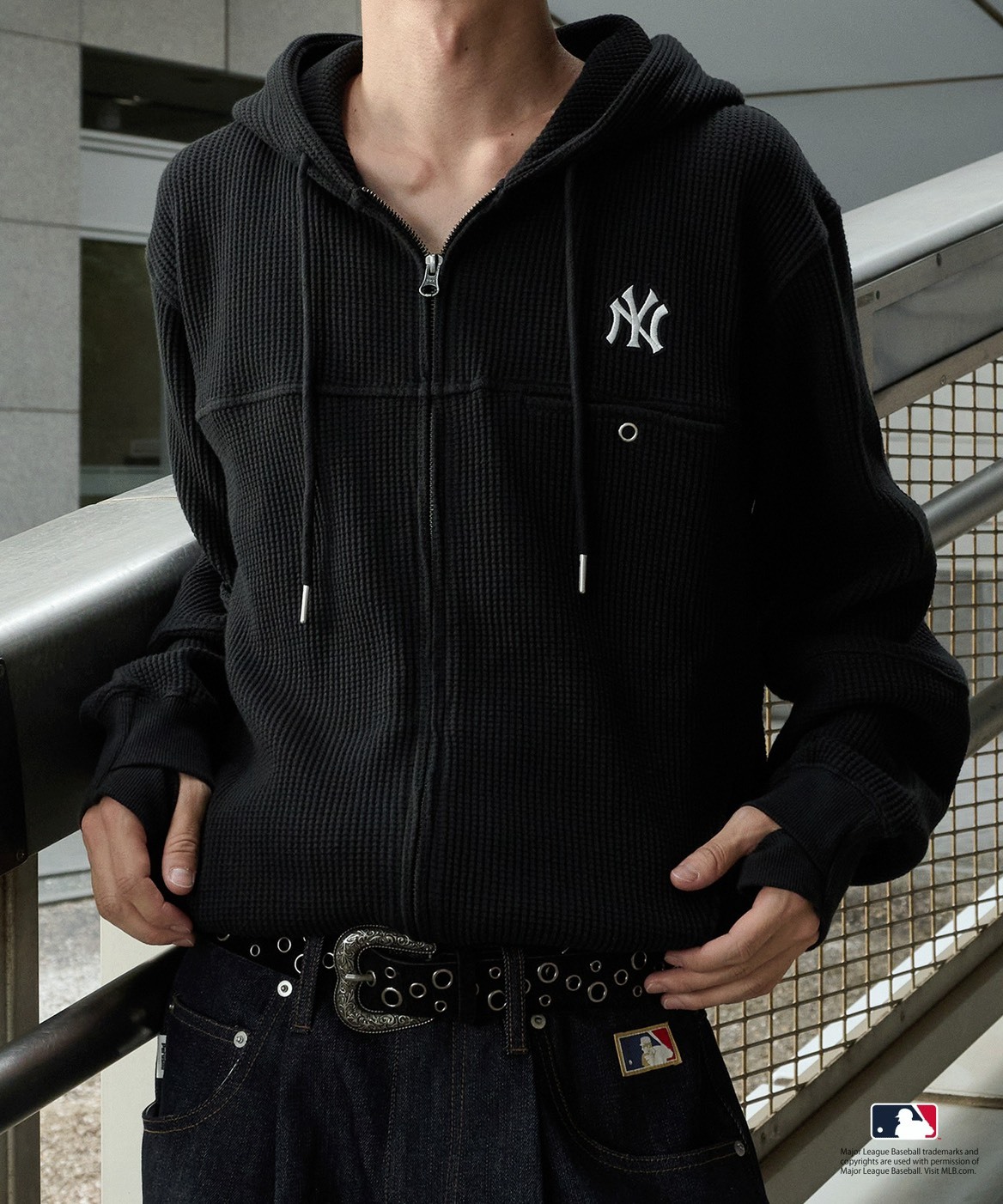 <超帥>日本 Perushu × MLB 聯名 雙拉鍊 華夫格 連帽外套 4色