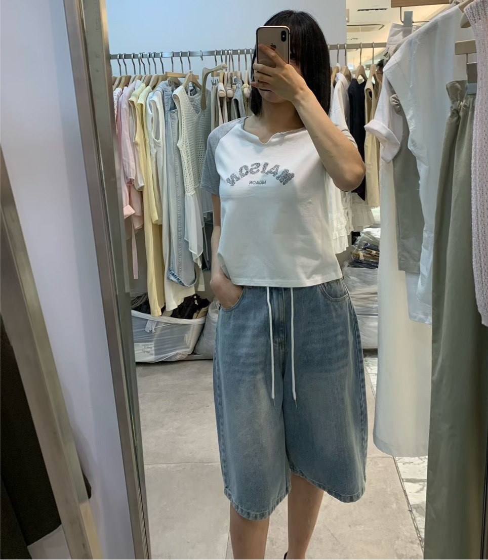 maison棒球袖短t