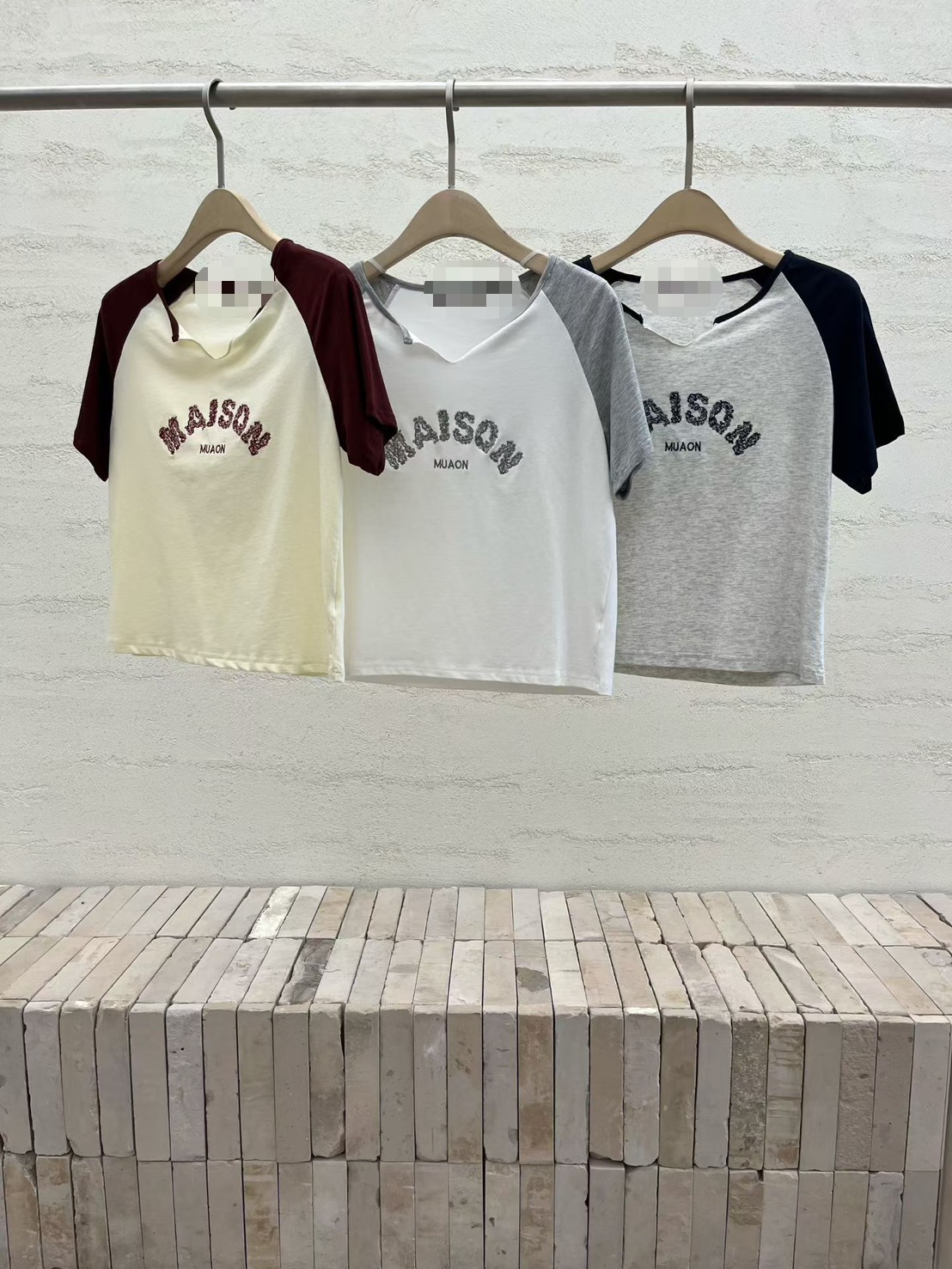 maison棒球袖短t