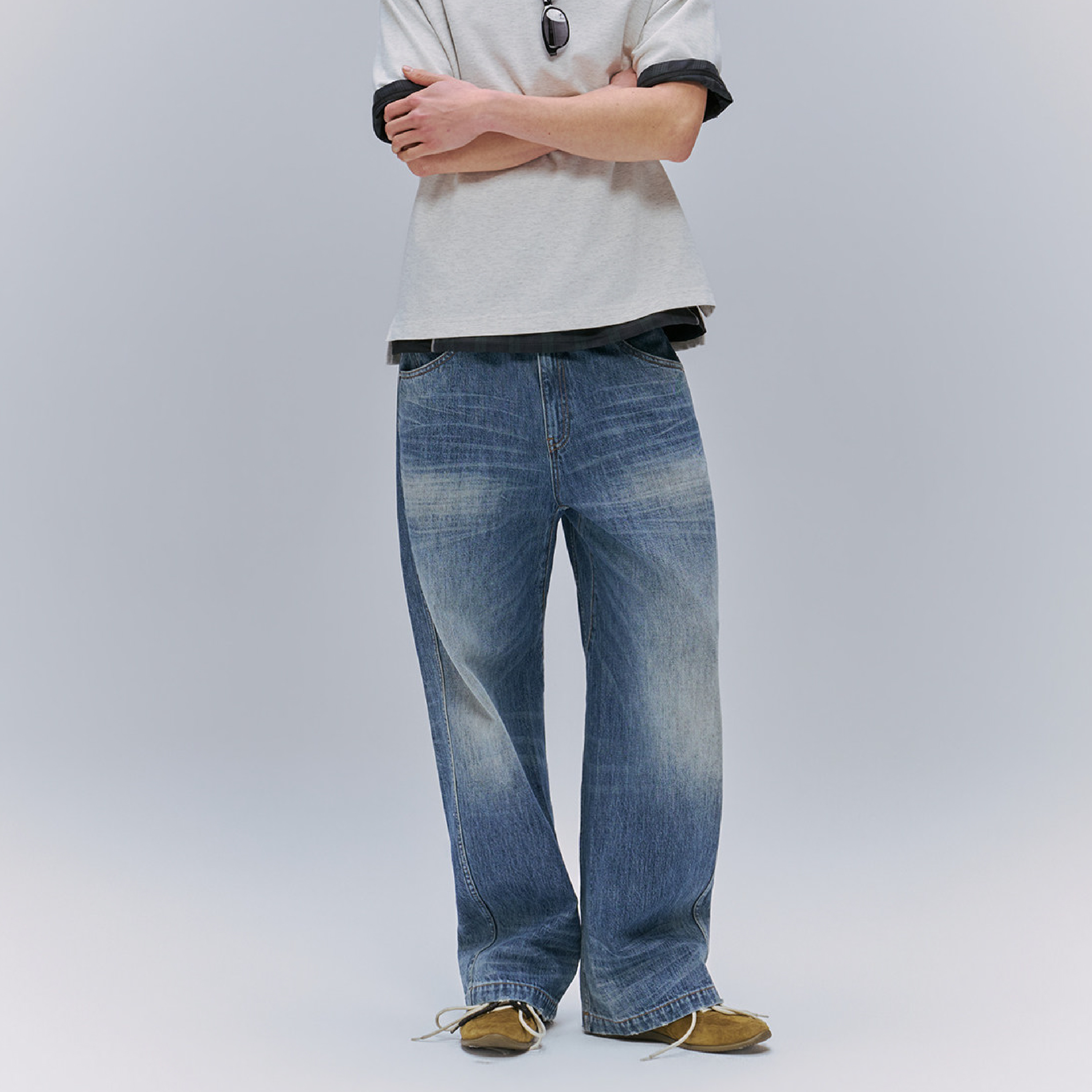 TANOXI Vintage Straight Leg Jeans 水洗做舊 直筒牛仔長褲 [TNX-N18]