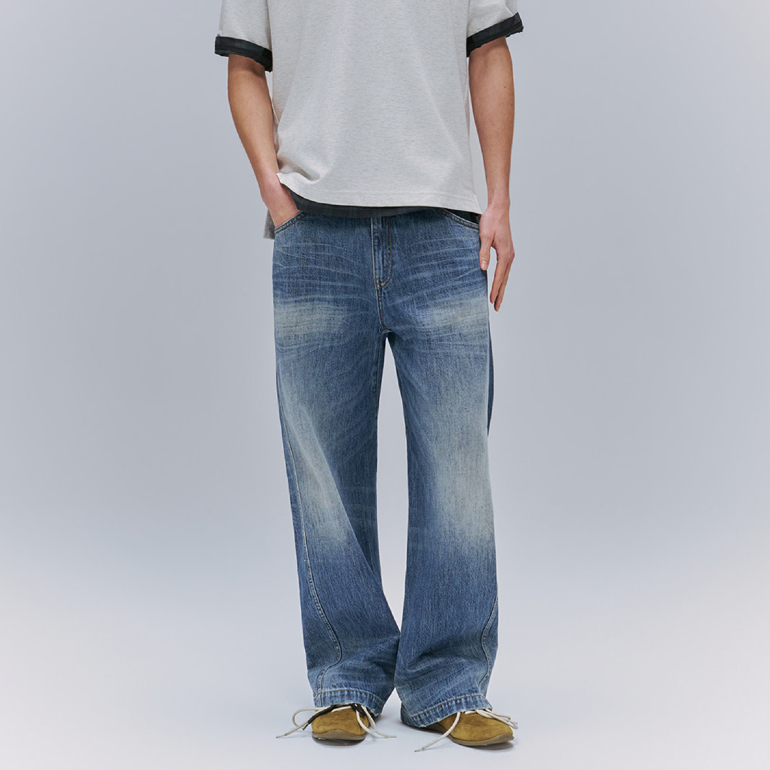 TANOXI Vintage Straight Leg Jeans 水洗做舊 直筒牛仔長褲 [TNX-N18]