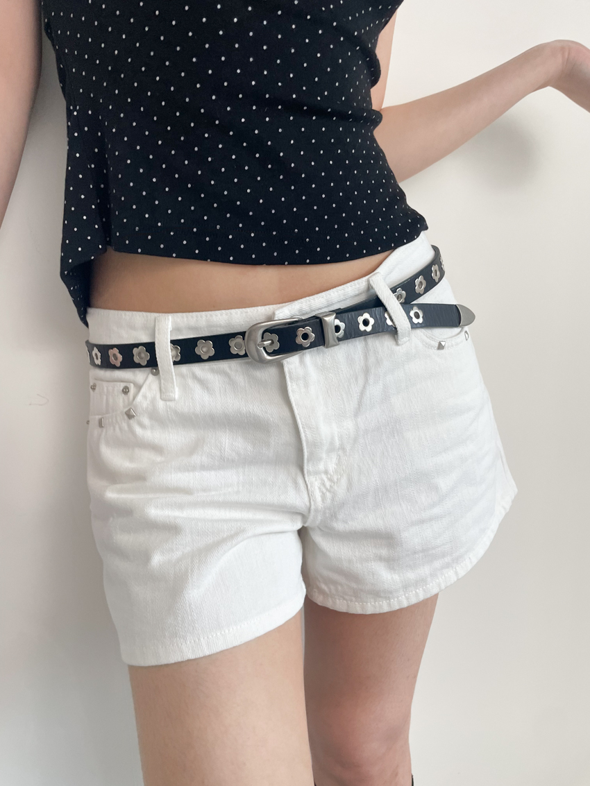 (5colors!) all-over floral leather belt