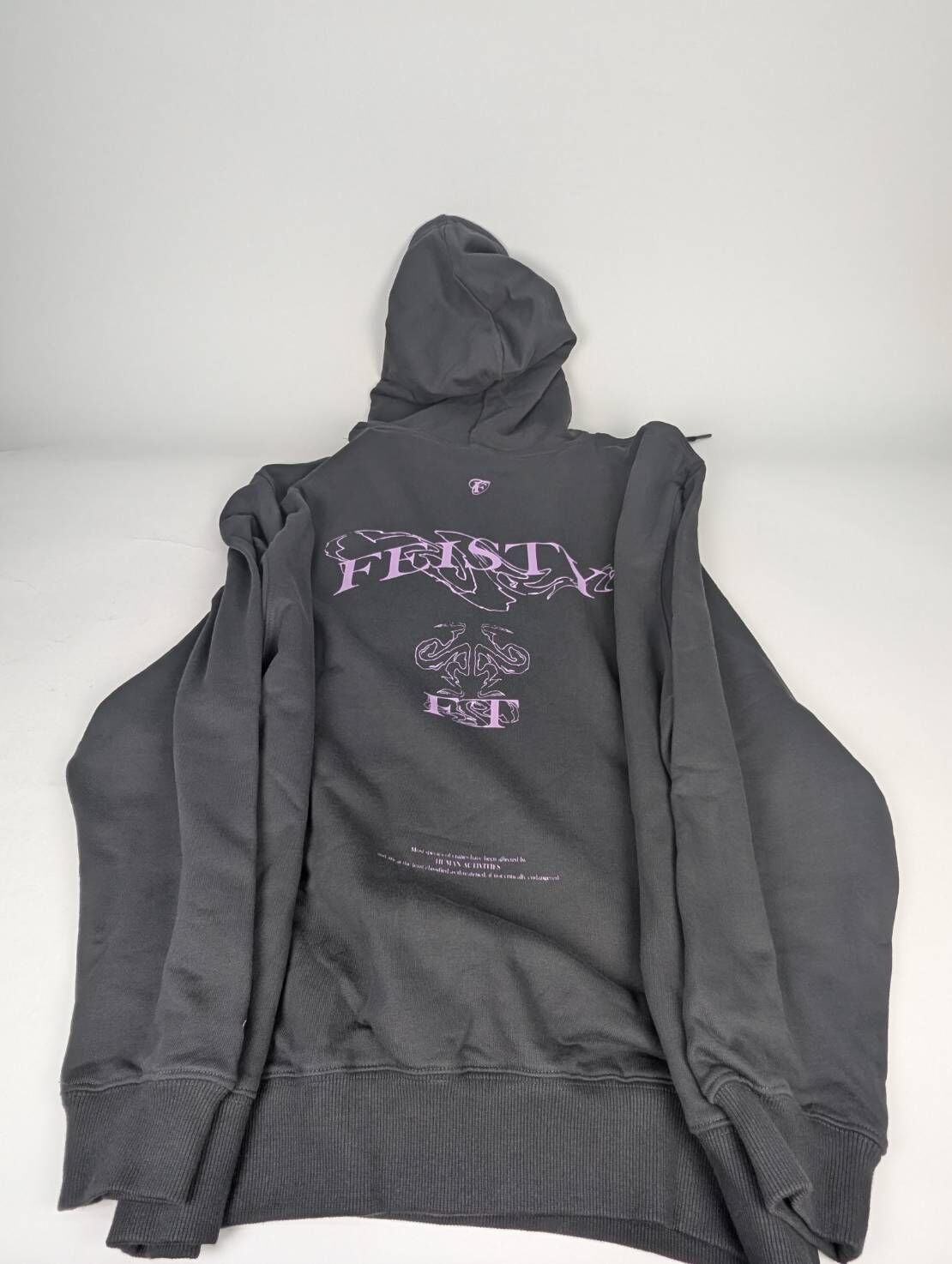 微瑕疵-口袋破損 FS-US23-27 XL FEISTY CRANE HOODIE 鶴黑紫帽踢