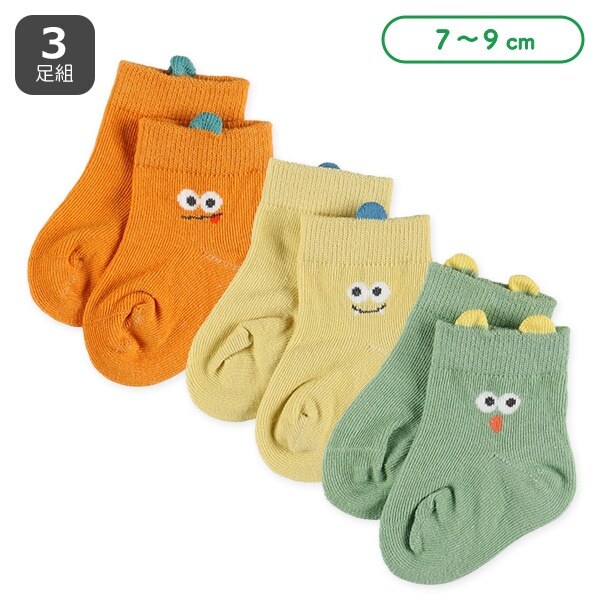【西松屋】Newborn Crew Socks 3-Pack (7-9cm) - Little Monster