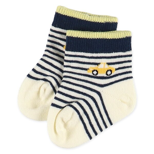 【Nishimatsuya】Newborn Fold-over Crew Socks 3-Pack (7-9cm) - Cars