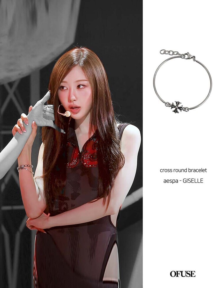 韓國限定🇰🇷 OFUSE cross round bracelet 歌德風 十字架 手鍊 手環 不鏽鋼材質 aespa Giselle同款 內永枝利 / 預購