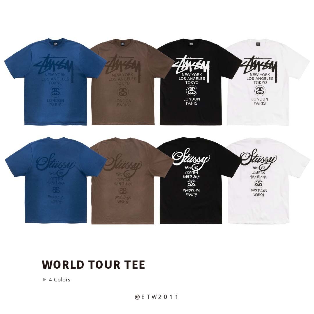 ☆ETW☆【EASY TO WEAR】Stussy WORLD TOUR TEE 世界巡迴 水洗 字體 短T 短袖 短TEE
