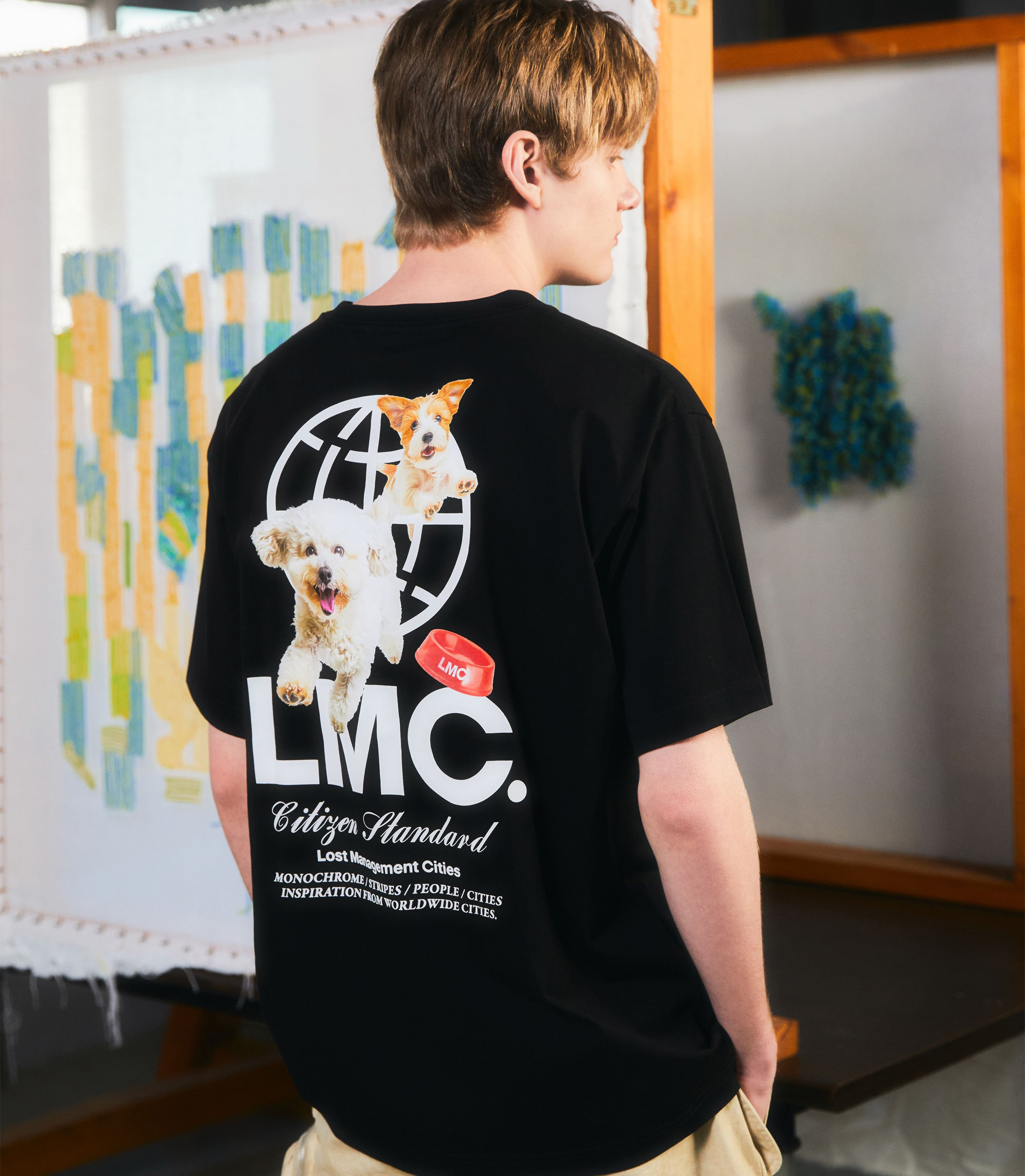 LMC 可愛狗狗印花T恤(黑色)