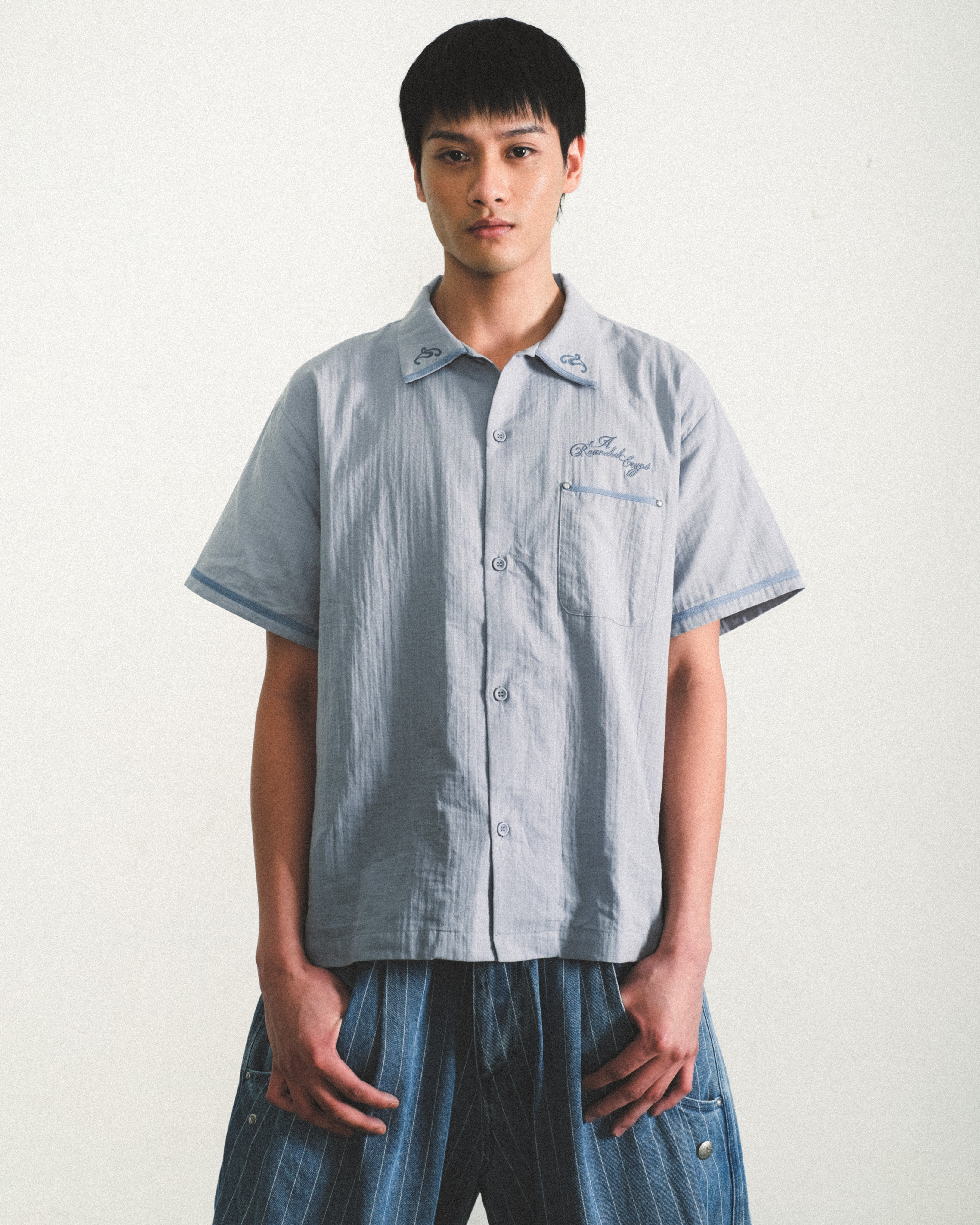 ARC EMBROIDERED SUMMER SHIRT - SODA BLUE