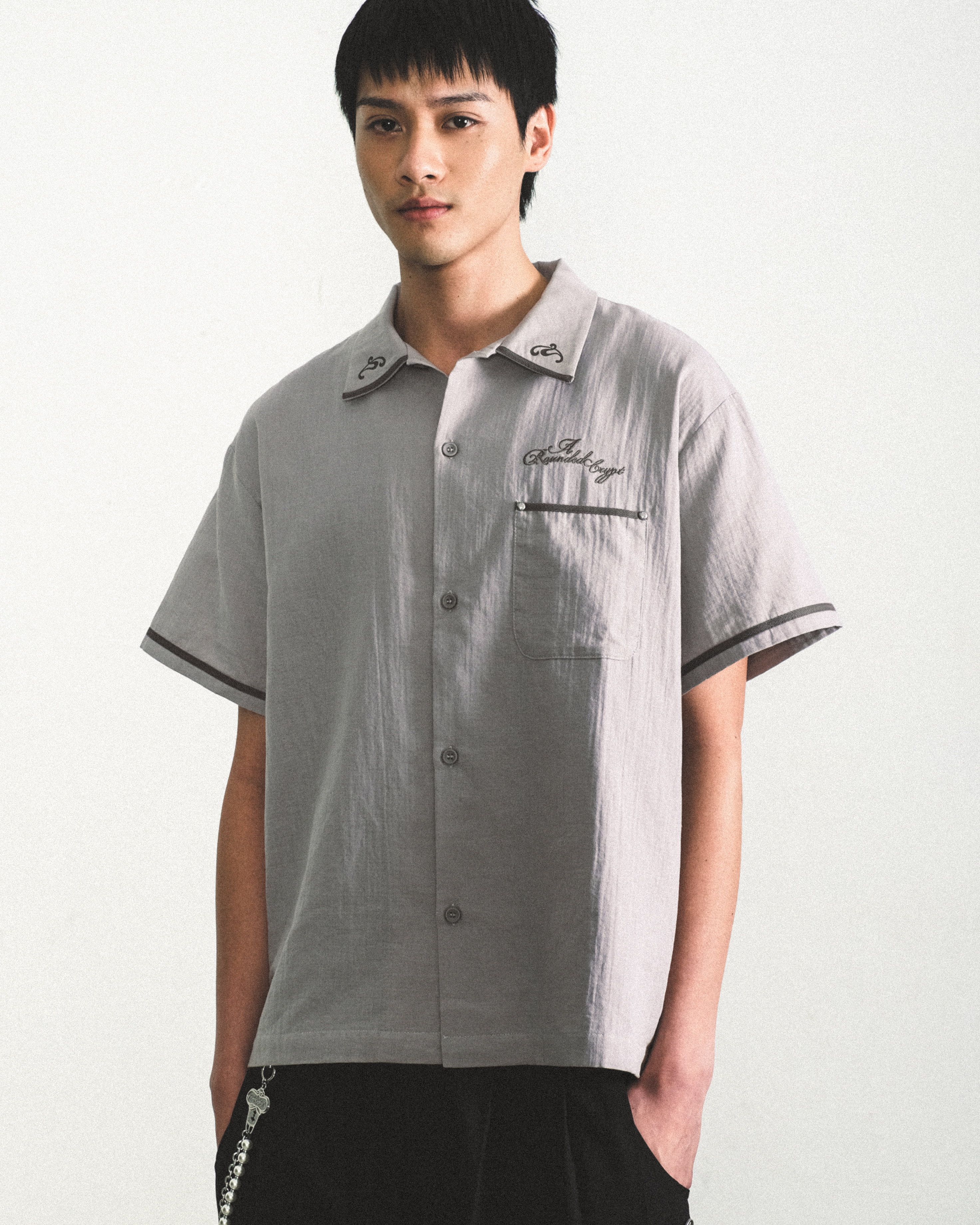 ARC EMBROIDERED SUMMER SHIRT - TAUPE