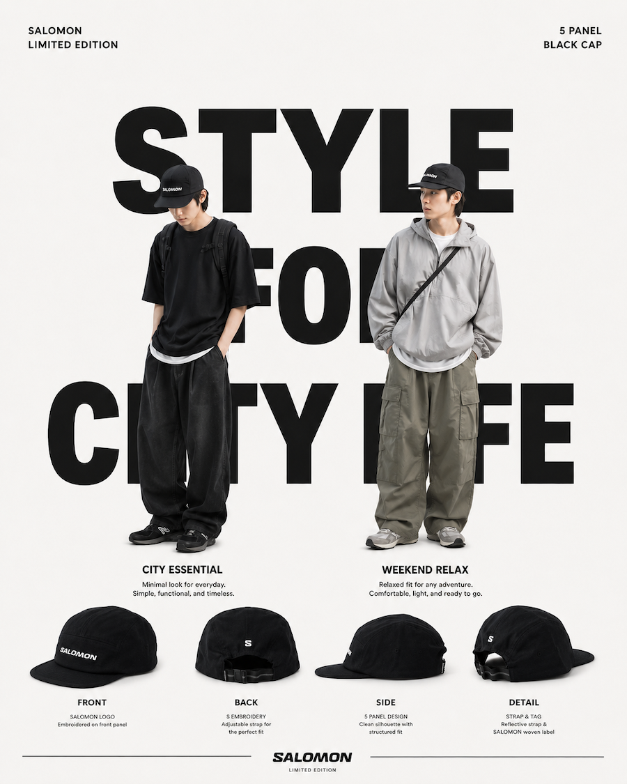 🇯🇵Salomon Shadow Runner 都市機能帽 26SS 5-PANEL CAP
