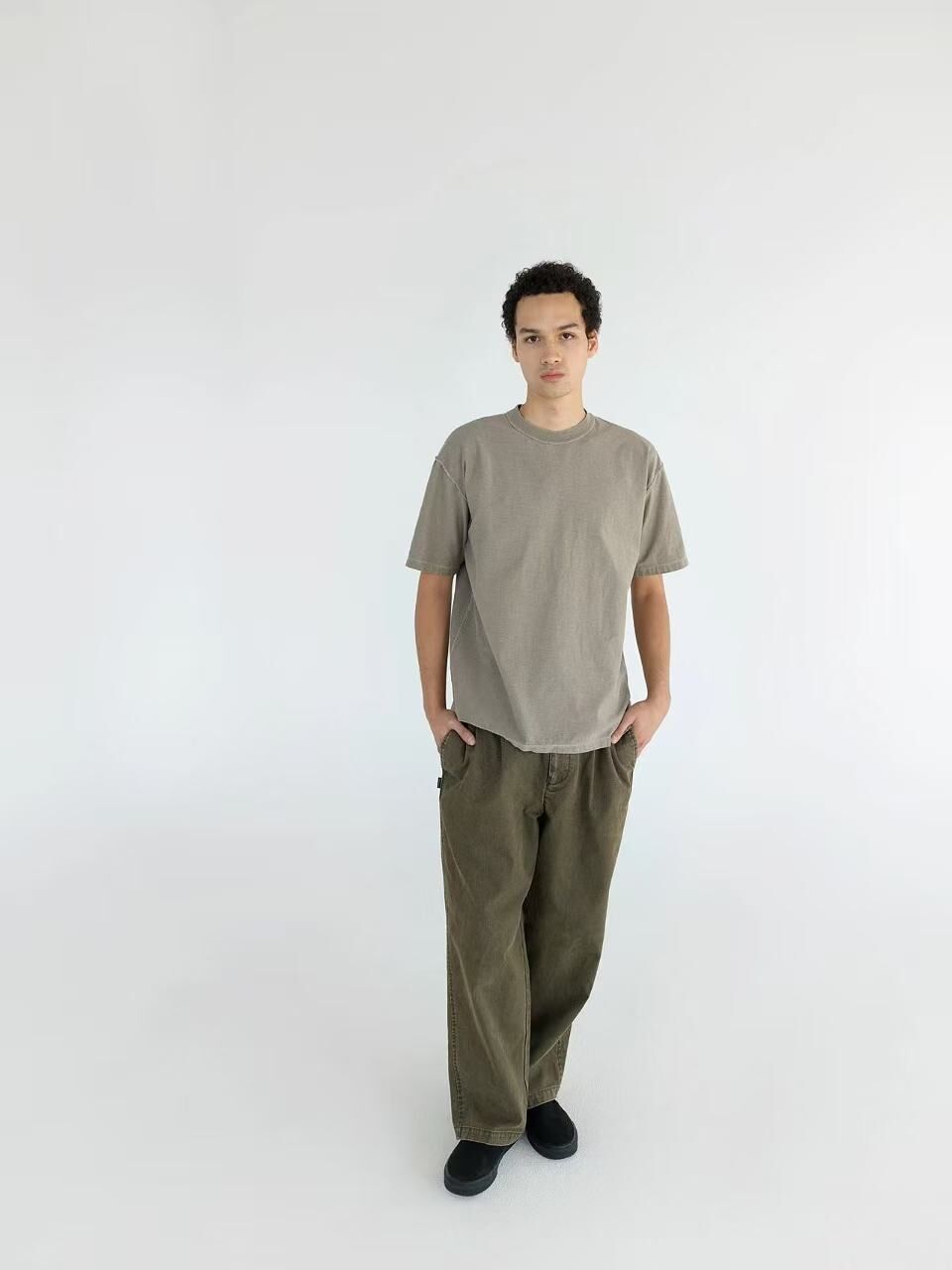 THISISNEVERTHAT DOUBLE PLEATED WIDE PANT TN261WPACP07 DARK OLIVE