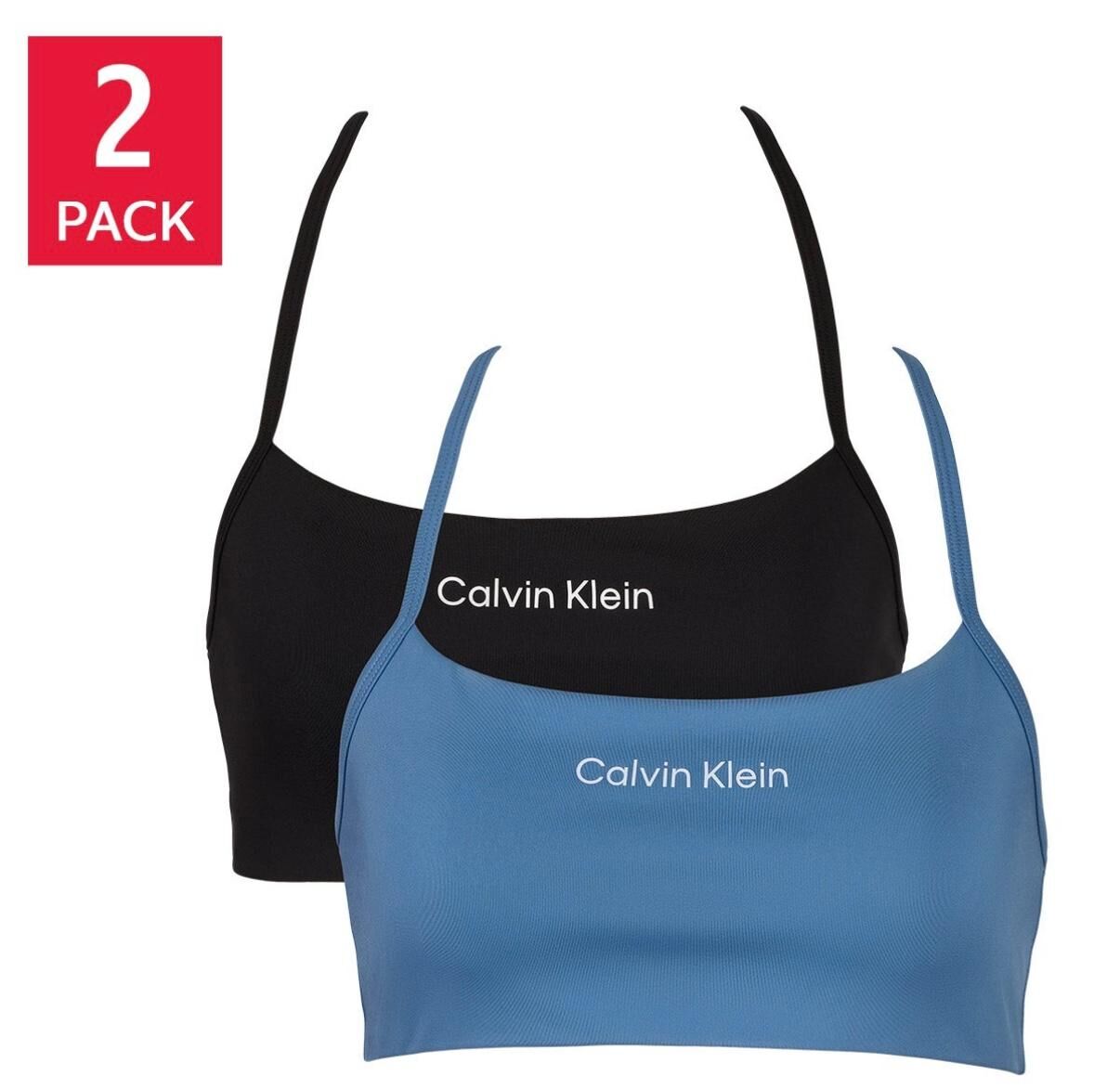 [USW] CALVIN KLEIN BLACK PACK WOMEN'S SPORTS BRA 2-PACK, UZZ278 (UZZ278)