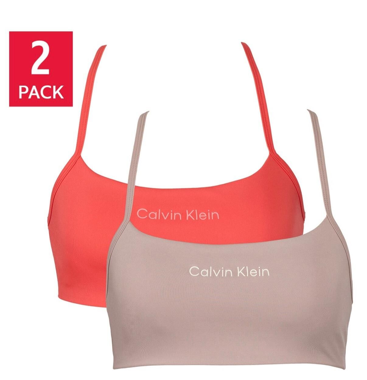 [USW] CALVIN KLEIN ORANGE RED PACK WOMEN'S SPORTS BRA 2-PACK, UZZ279 (UZZ279)