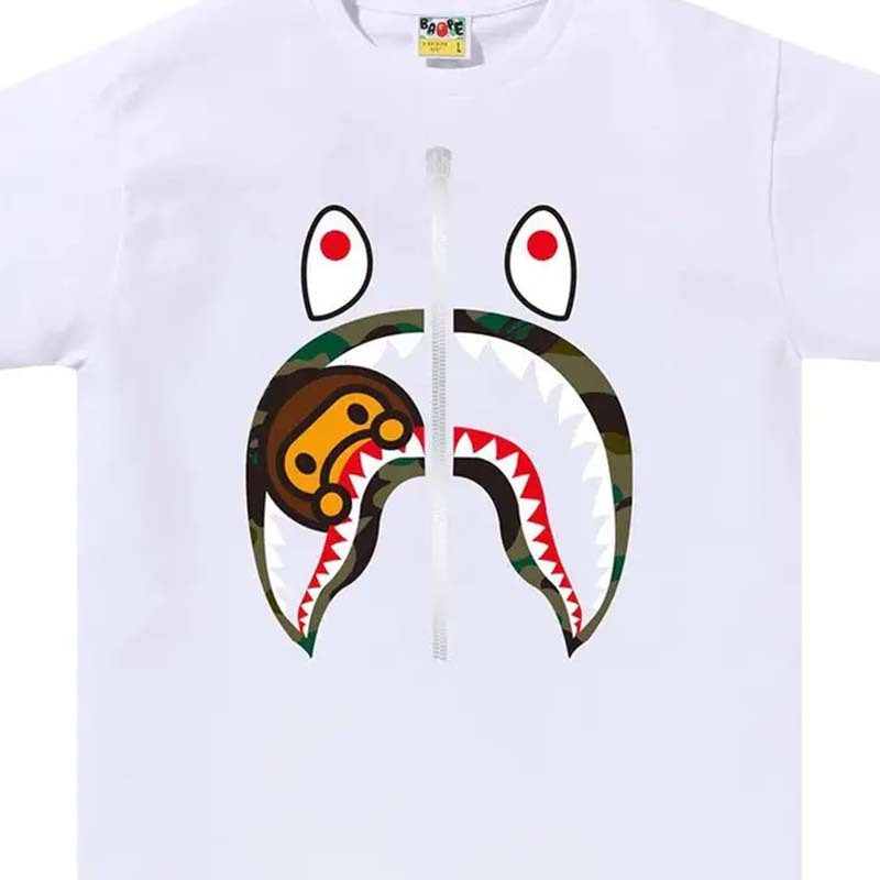 BAPE 1st Camo Milo Shark Tee 鯊魚 迷彩 短袖 白色 RAY-39 [台灣現貨]