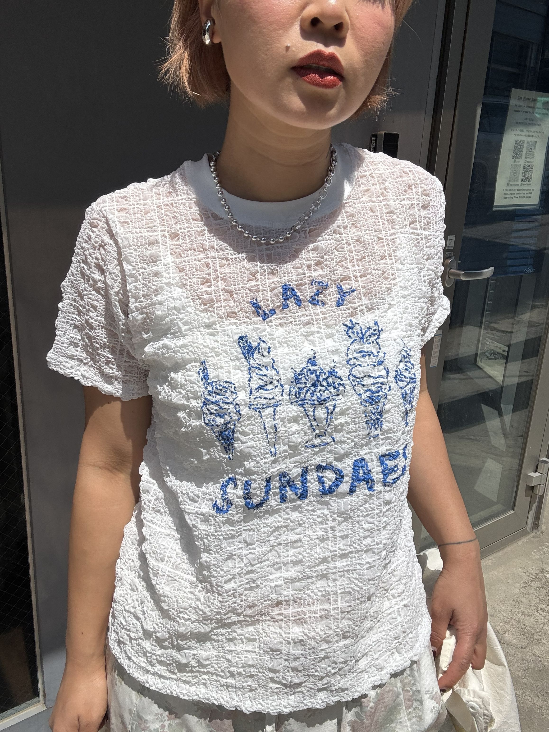 皺皺格紋Tee (2色)