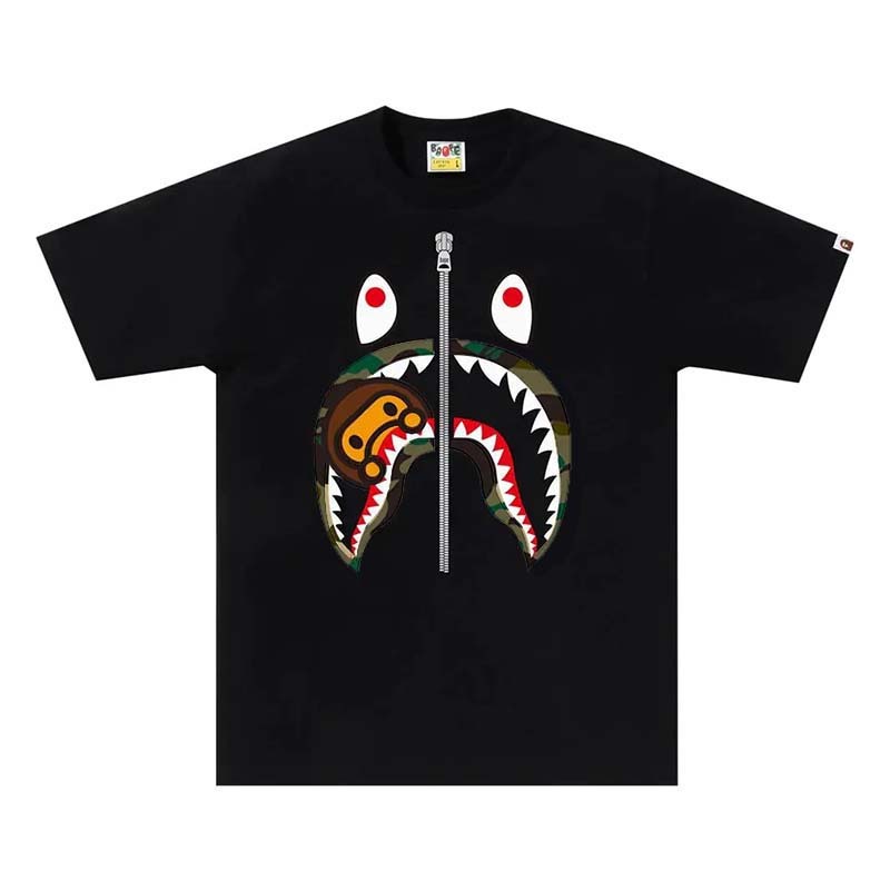 BAPE 1st Camo Milo Shark Tee 鯊魚 綠迷彩 短袖 黑色 RAY-44 [台灣現貨]